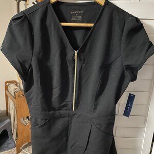 Black Jaanuu Zip Front Peplum Top NWT